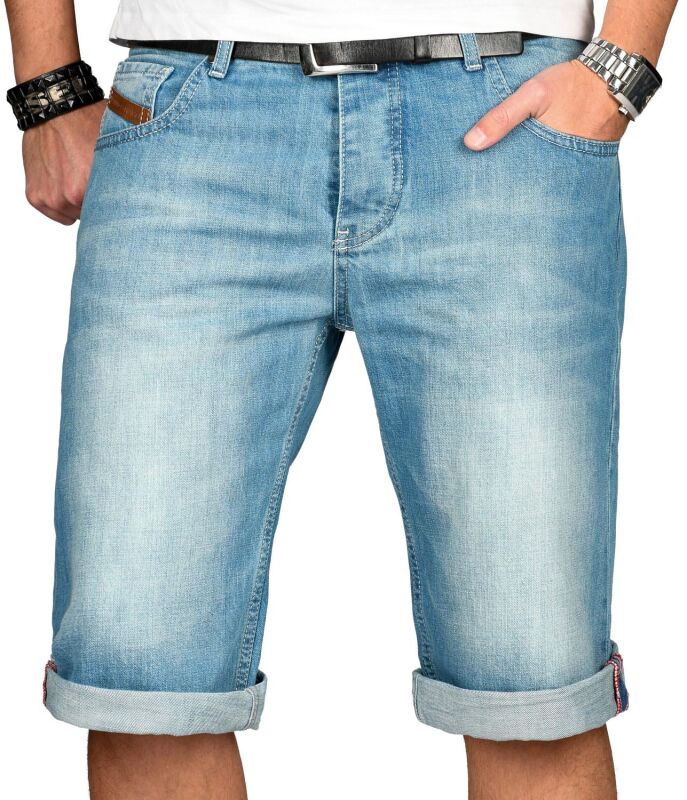 Alessandro Salvarini Herren Jeans Shorts Hellblau O230 W32