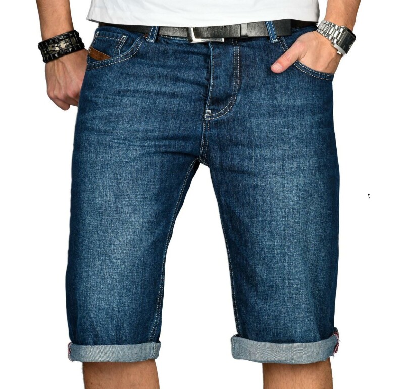 Alessandro Salvarini Herren Jeans Shorts Dunkelblau O232 W34