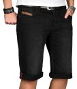 Alessandro Salvarini Herren Jeans Shorts Schwarz O233 W30