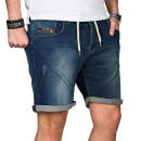 Alessandro Salvarini Herren Jeans Shorts Blau Comfort Fit...