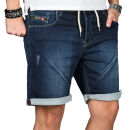 Alessandro Salvarini Herren Jeans Shorts Dunkelblau Comfort Fit O242 W29