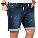 Alessandro Salvarini Herren Jeans Shorts Dunkelblau Comfort Fit O242 W34