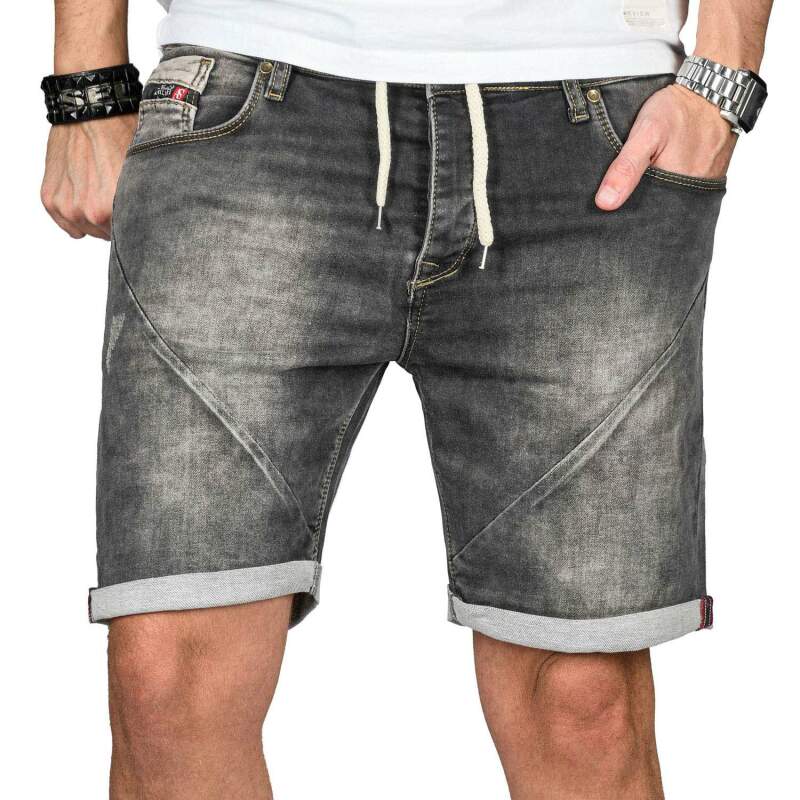 Alessandro Salvarini Herren Jeans Shorts Grau Comfort Fit O243 W29