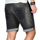 Alessandro Salvarini Herren Jeans Shorts Dunkelgrau Comfort Fit O244 W32