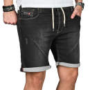Alessandro Salvarini Herren Jeans Shorts Schwarz Comfort...