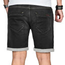 Alessandro Salvarini Herren Jeans Shorts Schwarz Comfort Fit O245