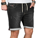 Alessandro Salvarini Herren Jeans Shorts Schwarz Comfort Fit O245 W38