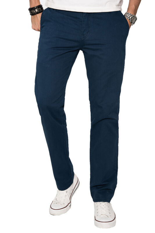 Alessandro Salvarini Herren Designer Chino Stoff Hose Petrolblau Regular Fit O016