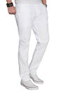 Alessandro Salvarini Herren Designer Chino Stoff Hose Weiss Regular Fit O016 W33 L30