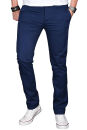 Alessandro Salvarini Herren Designer Chino Stoff Hose Dunkelblau Regular Slim O024