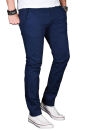 Alessandro Salvarini Herren Designer Chino Stoff Hose Dunkelblau Regular Slim O024