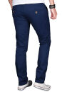 Alessandro Salvarini Herren Designer Chino Stoff Hose Dunkelblau Regular Slim O024