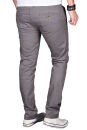 Alessandro Salvarini Herren Designer Chino Stoff Hose Grau Regular Slim O024