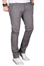 Alessandro Salvarini Herren Designer Chino Stoff Hose Grau Regular Slim O024 W33 L30