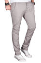 Alessandro Salvarini Herren Designer Chino Stoff Hose Hellgrau Regular Slim O024 W36 L30