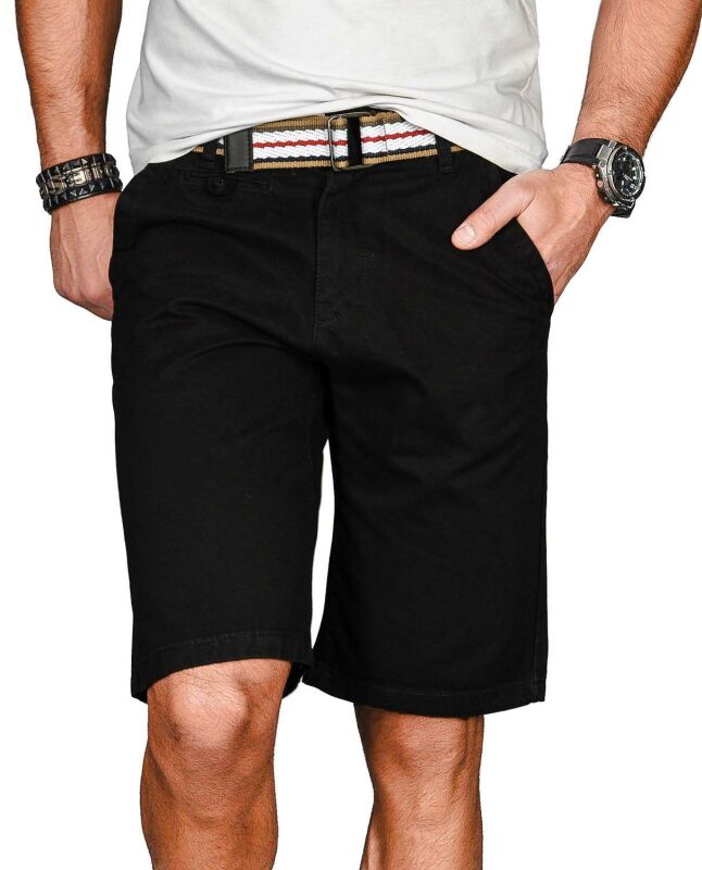 Alessandro Salvarini Herren Designer kurze Hose Schwarz Regular Fit O096 W29