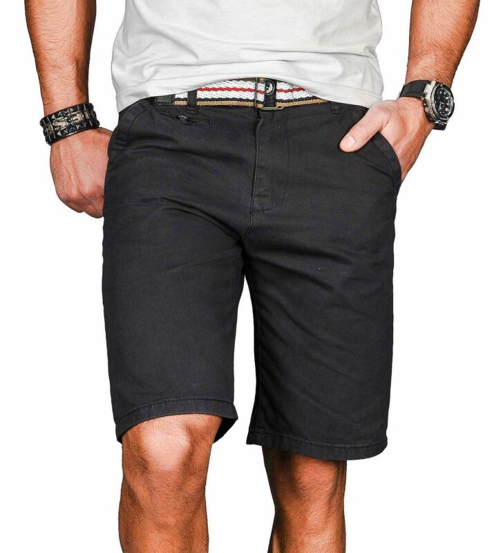 Alessandro Salvarini Herren Designer kurze Hose Anthrazit Regular Fit O096 W30