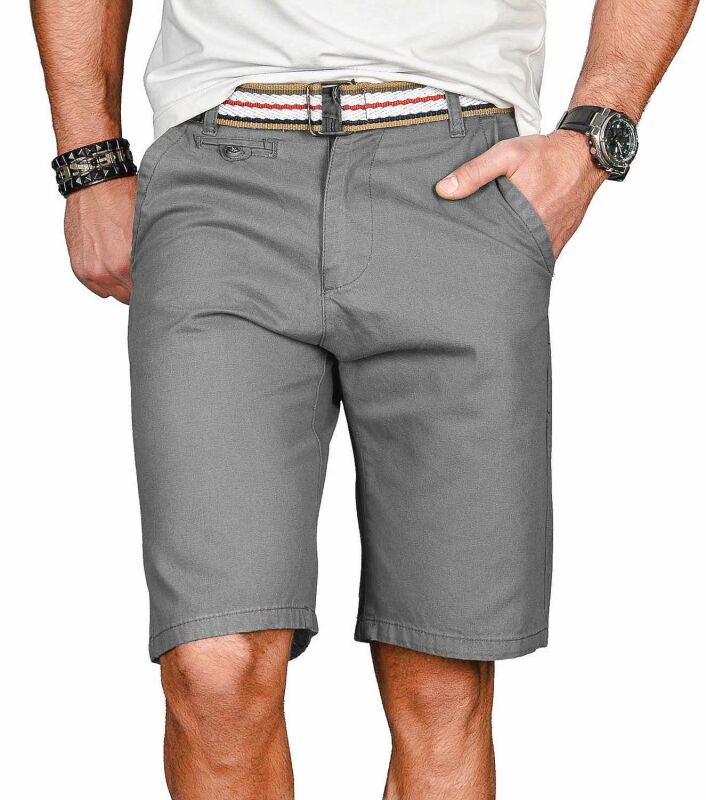 Alessandro Salvarini Herren Designer kurze Hose Grau Regular Fit O096 W29
