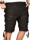 Alessandro Salvarini Herren Cargoshorts mit Gürtel O-079 - Schwarz