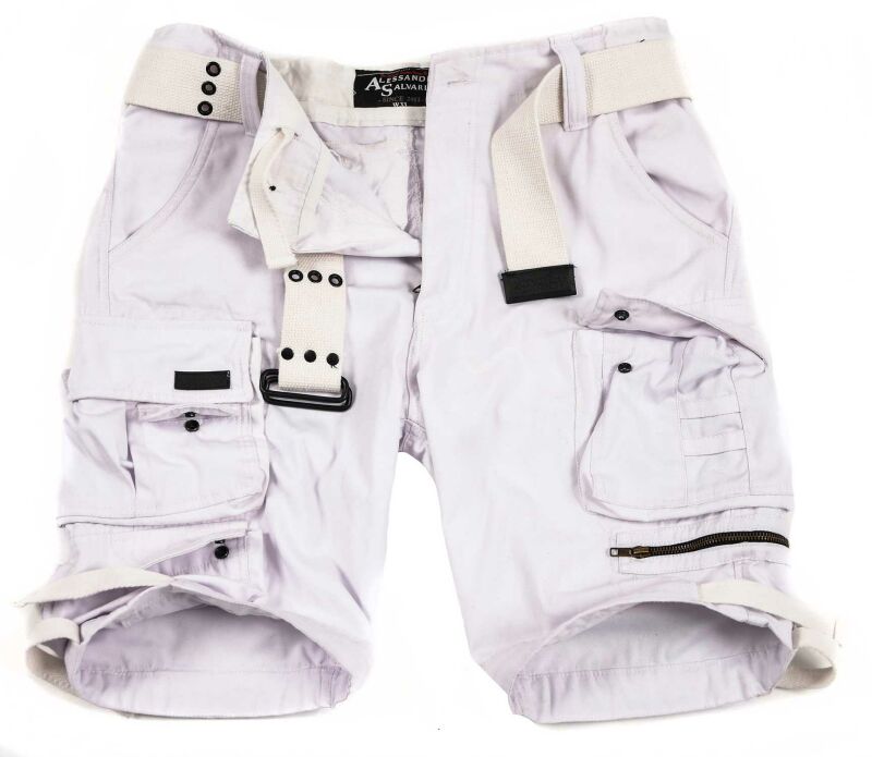 Alessandro Salvarini Herren Designer Cargo Shorts Weiß  O079 W30