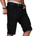 Alessandro Salvarini Herren Designer Cargo Shorts Schwarz O037 W42