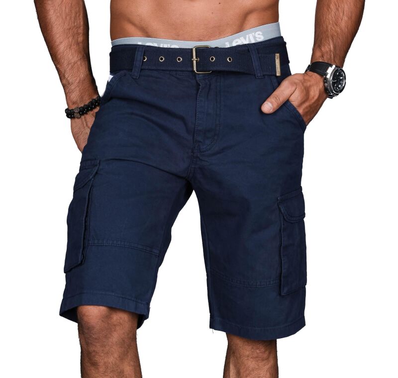 Alessandro Salvarini Herren Designer Cargo Shorts Navy O037 W29