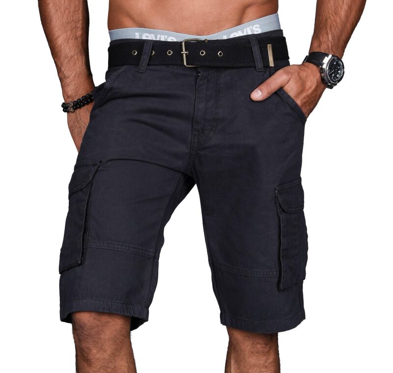 Alessandro Salvarini Herren Designer Cargo Shorts Anthrazit O037 W29