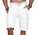 Alessandro Salvarini Herren Designer Cargo Shorts Weiss O037 W40