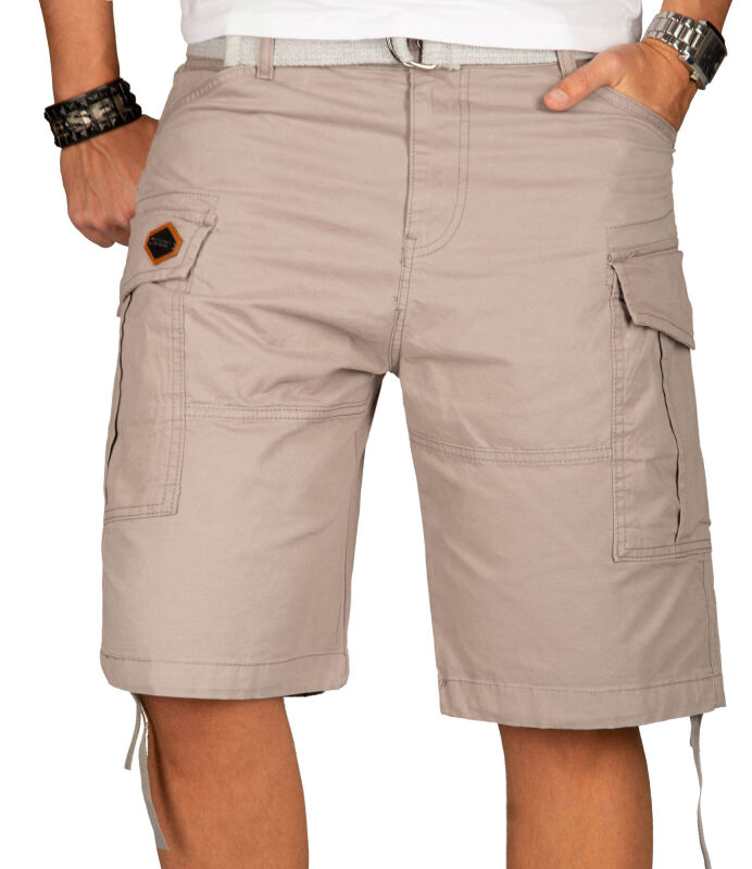 Alessandro Salvarini Herren Designer Cargo Shorts Hellgrau O133 W38
