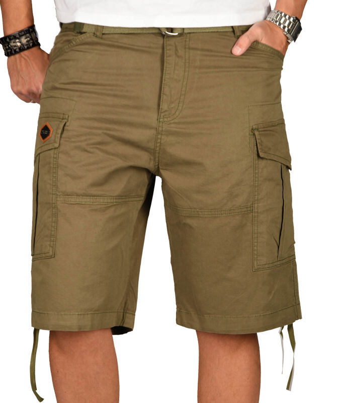 Alessandro Salvarini Herren Designer Cargo Shorts Olive O133 W32