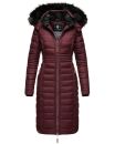 Navahoo Damen Winterjacke Steppjacke Winter Jacke lang Stepp warm Teddyfell B670 Weinrot Größe M - Gr. 38