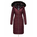 Navahoo Damen Winterjacke Steppjacke Winter Jacke lang Stepp warm Teddyfell B670 Weinrot Größe M - Gr. 38