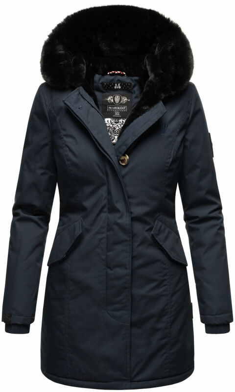 Marikoo Karambaa Damen Winterjacke gefüttert mit Kapuze B843 Navy-Gr.S