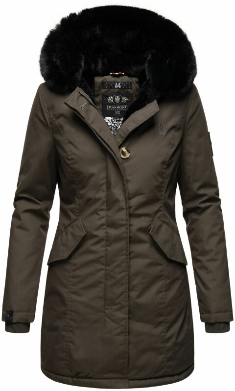 Marikoo Karambaa Damen Winterjacke gefüttert mit Kapuze B843 Anthrazit-Gr.S