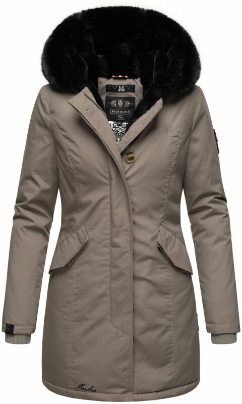 Marikoo Karambaa Damen Winterjacke gefüttert mit Kapuze B843 Grau-Gr.S