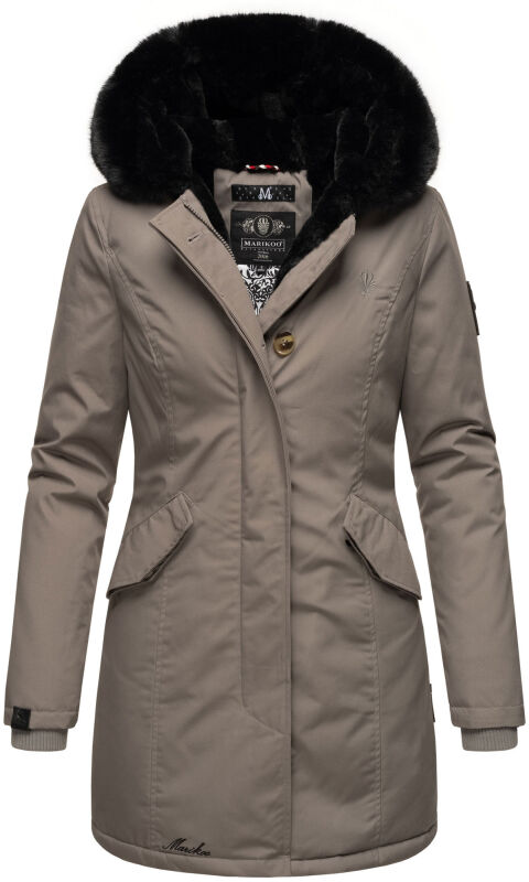 Marikoo Karambaa Damen Winterjacke gefüttert mit Kapuze B843 Grau-Gr.M