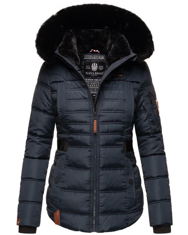 Navahoo Melikaa Damen Winterjacke gefüttert Steppjacke mit Kapuze B844 Navy-Gr.L