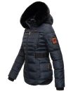 Navahoo Melikaa Damen Winterjacke gefüttert Steppjacke mit Kapuze B844 Navy-Gr.L