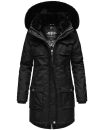 Navahoo Tiniis Damen Winterjacke mit Brusttaschen Kapuze Kunstfell B845 Schwarz-Gr.XS