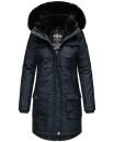 Navahoo Tiniis Damen Winterjacke mit Brusttaschen Kapuze Kunstfell B845 Navy-Gr.XS
