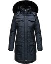 Navahoo Tiniis Damen Winterjacke mit Brusttaschen Kapuze Kunstfell B845 Navy-Gr.XS
