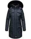 Navahoo Tiniis Damen Winterjacke mit Brusttaschen Kapuze Kunstfell B845 Navy-Gr.M