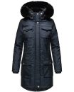 Navahoo Tiniis Damen Winterjacke mit Brusttaschen Kapuze Kunstfell B845 Navy-Gr.M