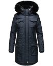 Navahoo Tiniis Damen Winterjacke mit Brusttaschen Kapuze Kunstfell B845 Navy-Gr.M