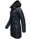 Navahoo Tiniis Damen Winterjacke mit Brusttaschen Kapuze Kunstfell B845 Navy-Gr.M