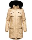 Navahoo Tiniis Damen Winterjacke mit Brusttaschen Kapuze Kunstfell B845 Beige-Gr.XS