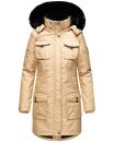 Navahoo Tiniis Damen Winterjacke mit Brusttaschen Kapuze Kunstfell B845 Beige-Gr.XS
