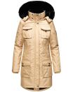 Navahoo Tiniis Damen Winterjacke mit Brusttaschen Kapuze Kunstfell B845 Beige-Gr.XS