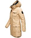 Navahoo Tiniis Damen Winterjacke mit Brusttaschen Kapuze Kunstfell B845 Beige-Gr.XS