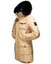 Navahoo Tiniis Damen Winterjacke mit Brusttaschen Kapuze Kunstfell B845 Beige-Gr.XS